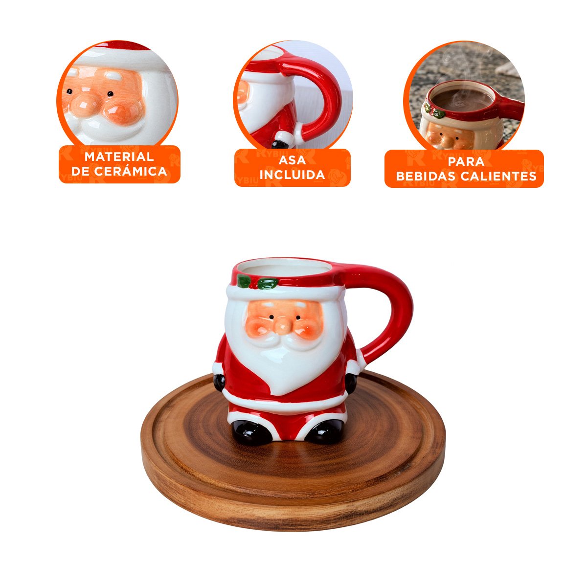 PACK4 TAZA NAVIDEÑA CON ARBOL PEQUEÑO DECORADO PARA COMEDOR Y MESA YREGALO STICKER - 4