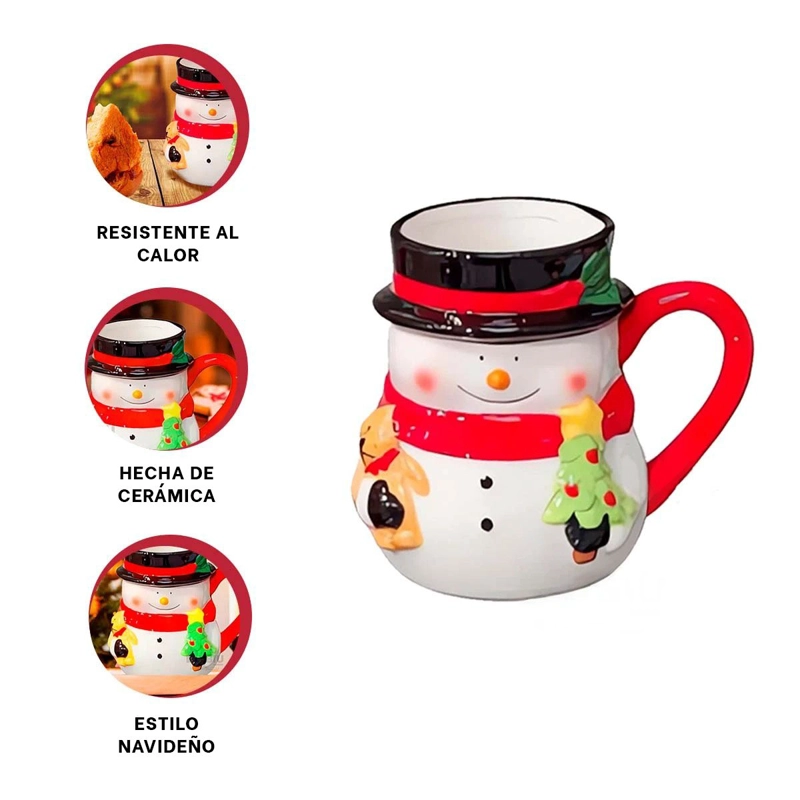 PACK4 TAZITA NAVIDEÑA CON MUÑECO DE NIEVE Y COLORES BLANCO Y ROJO - 2