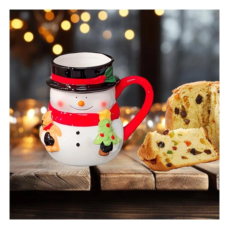 PACK4 TAZITA NAVIDEÑA CON MUÑECO DE NIEVE Y COLORES BLANCO Y ROJO - 3