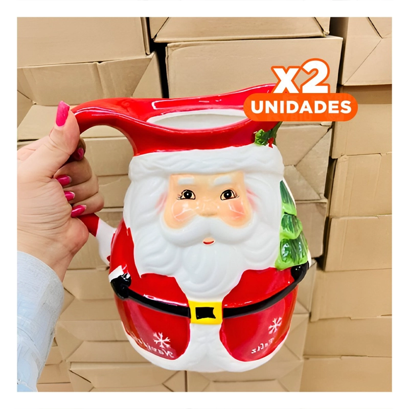 PACK2 JARRON DE CERAMICA SANTA CLAUS PARA DECORACION DE COCINA FESTIVA Y+REGALO STICKER - 1