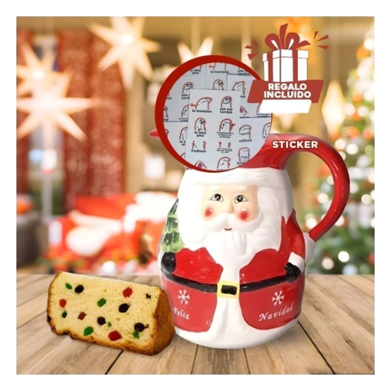 PACK2 JARRON DE CERAMICA SANTA CLAUS PARA DECORACION DE COCINA FESTIVA Y+REGALO STICKER - 2
