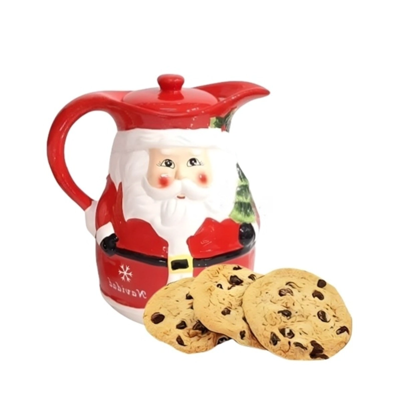PACK2 JARRON DE CERAMICA SANTA CLAUS PARA DECORACION DE COCINA FESTIVA Y+REGALO STICKER - 3