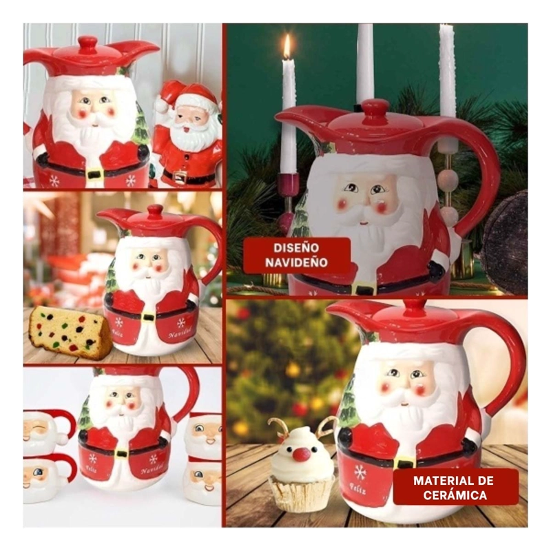PACK4 ENVASE DE CERAMICA SANTA CLAUS PARA COCINA Y DECORACION NAVIDENA Y+PAPEL REGALO - 2