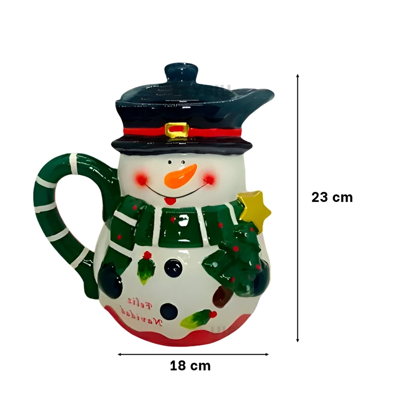 PACK2 RECIPIENTE MUÑECO DE NIEVE VERDE 3LT PARA CHOCOLATE O PONCHE Y+PAPEL REGALO - 4