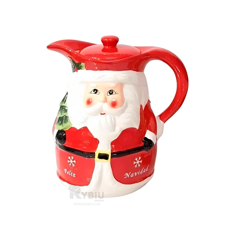 PACK4 DISPENSADOR CERÁMICO PAPA NOEL CON ARBOLITO 3LT PARA SERVIR BEBIDAS Y+PAPEL REGALO - 3