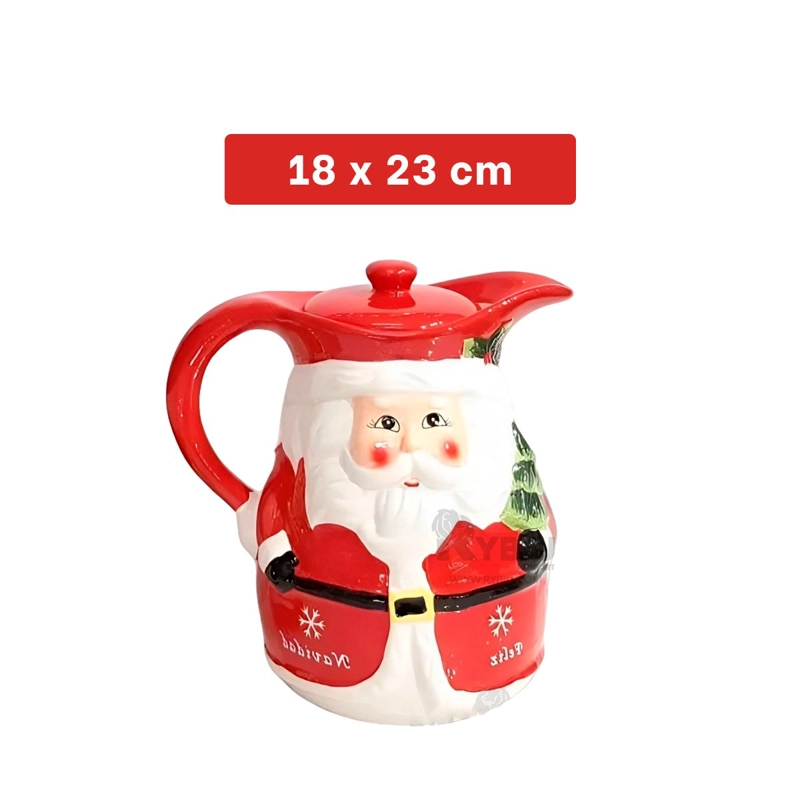 PACK4 DISPENSADOR CERÁMICO PAPA NOEL CON ARBOLITO 3LT PARA SERVIR BEBIDAS Y+PAPEL REGALO - 4
