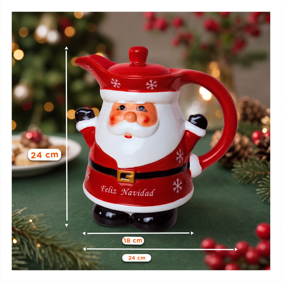 PACK4 RECIPIENTE CON TAPA DE PAPA NOEL ROJO ALZANDO LAS MANOS 3LT 22X18CM YREGALO STICKER - 3