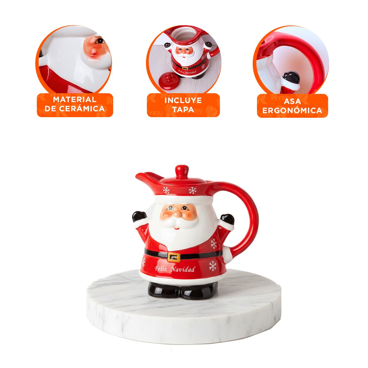 PACK4 RECIPIENTE CON TAPA DE PAPA NOEL ROJO ALZANDO LAS MANOS 3LT 22X18CM YREGALO STICKER - 4