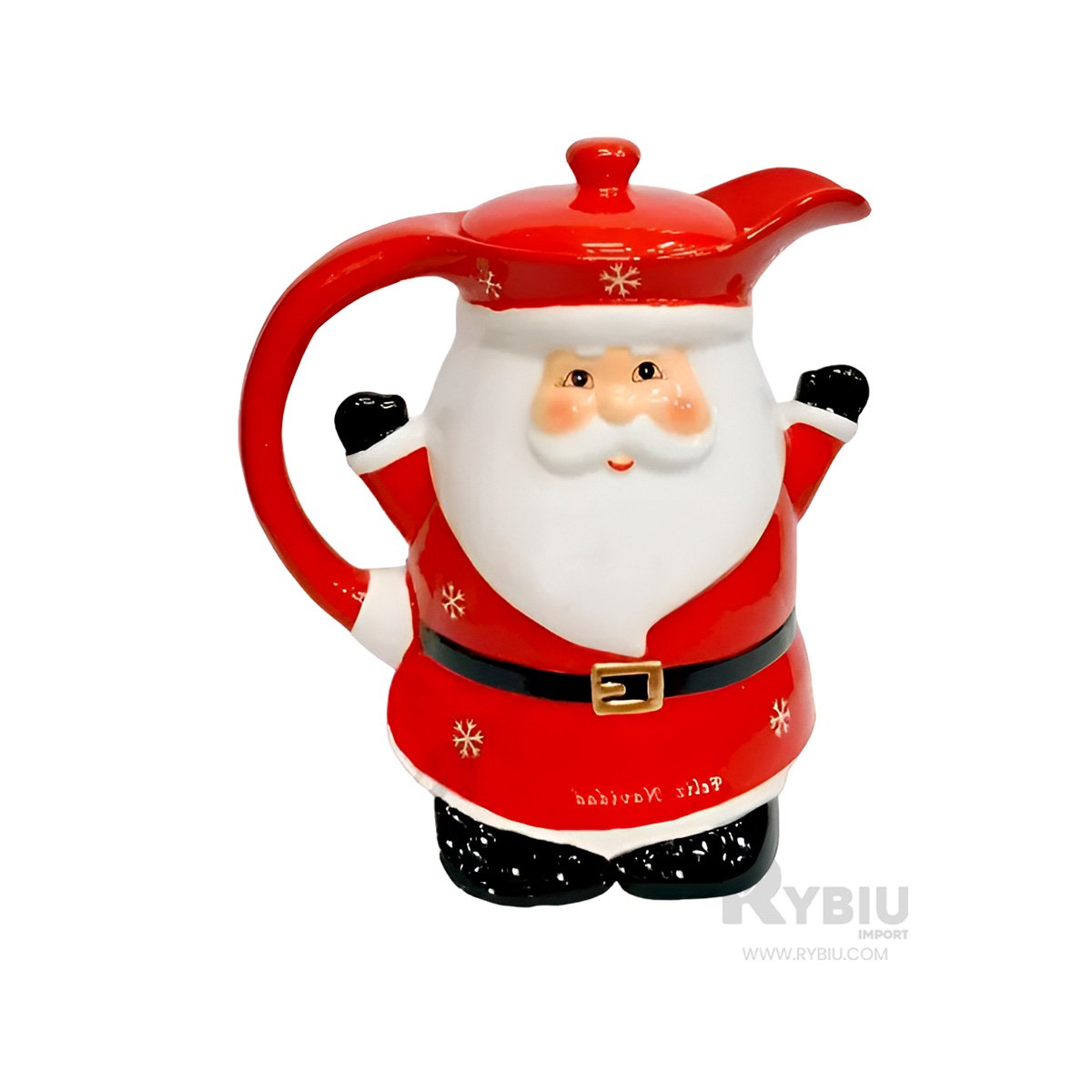 PACK4 RECIPIENTE CON TAPA DE PAPA NOEL ROJO ALZANDO LAS MANOS 3LT 22X18CM YREGALO STICKER - 5