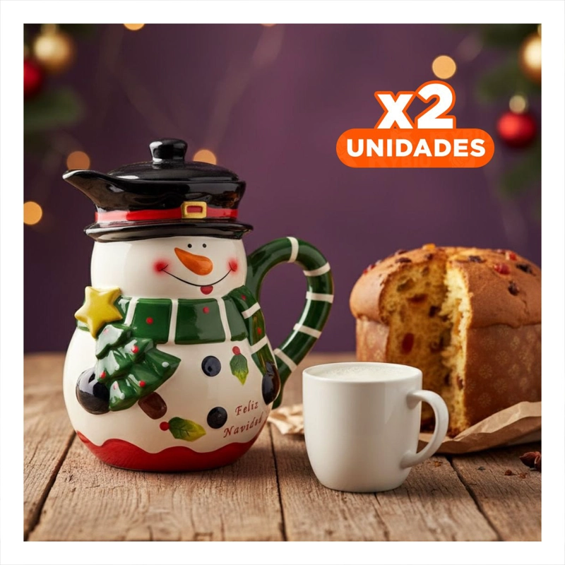 PACK2 CONTENEDOR MUÑECO DE NIEVE 3LT PARA DECORAR LA MESA FESTIVA Y+REGALO STICKER - 1