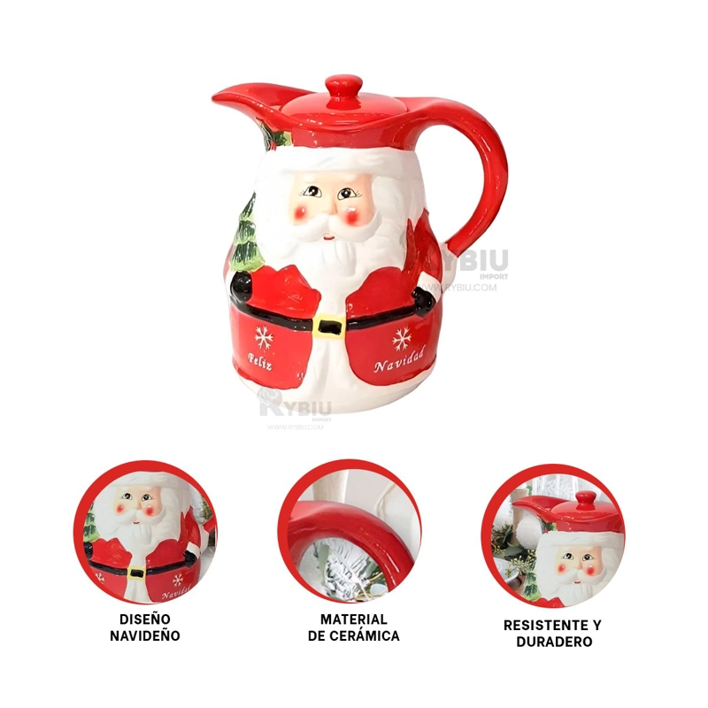 PACK2 JARRA DECORATIVA PAPA NOEL CON ARBOLITO 3LT PARA SERVIR BEBIDAS EN NAVIDAD - 2