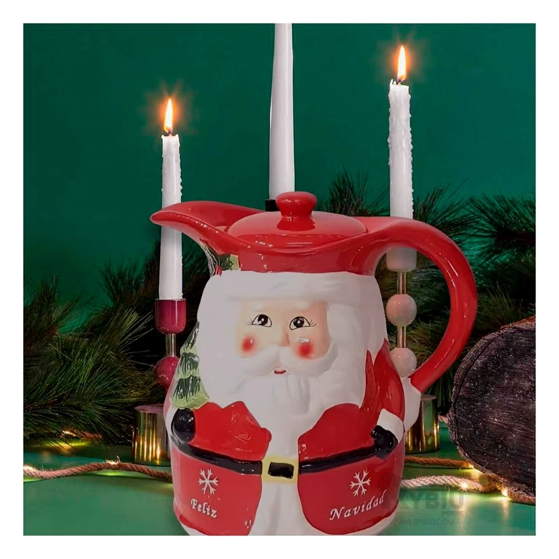 PACK2 JARRA DECORATIVA PAPA NOEL CON ARBOLITO 3LT PARA SERVIR BEBIDAS EN NAVIDAD - 3
