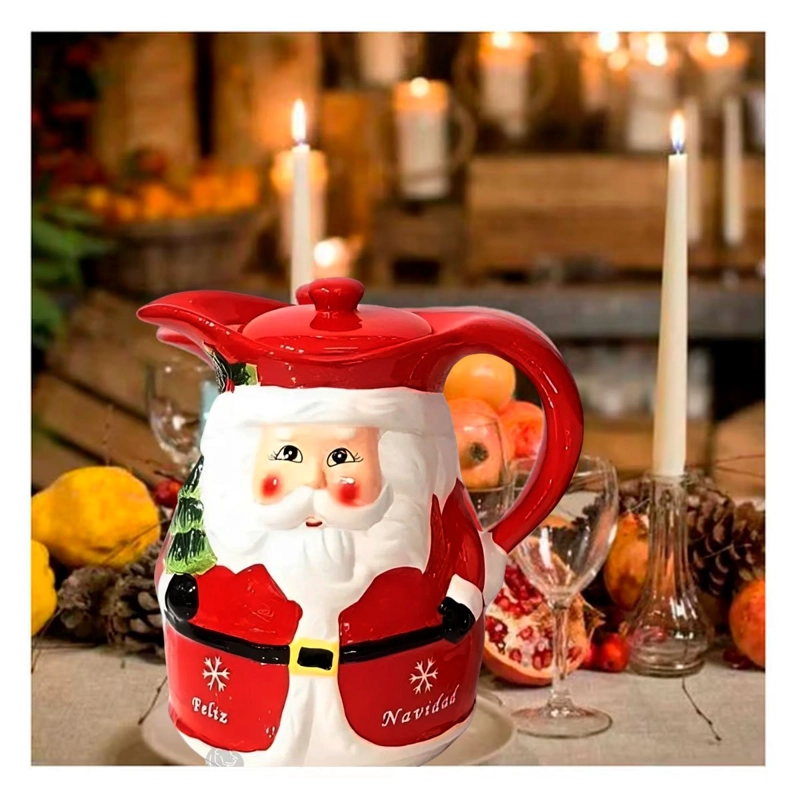 PACK2 JARRA DECORATIVA PAPA NOEL CON ARBOLITO 3LT PARA SERVIR BEBIDAS EN NAVIDAD - 5