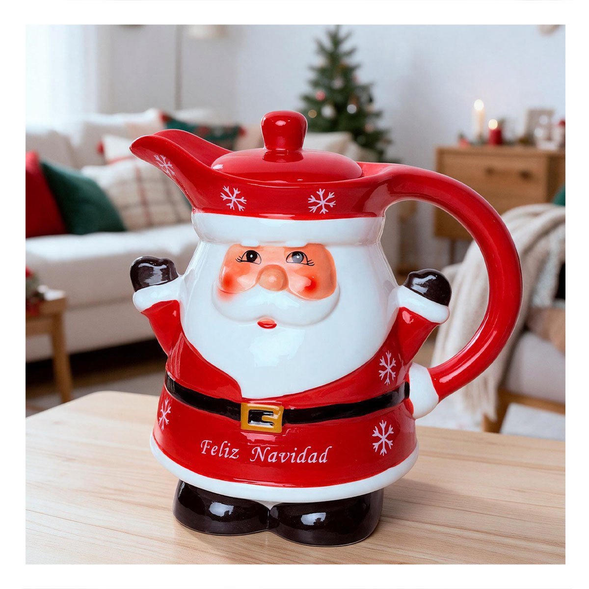 PACK4 JARRA DE HOGAR CON TAPA DE PAPA NOEL ALZANDO LAS MANOS 3LT COPITOS DE NIEVE ROJO 22X18CM - 2
