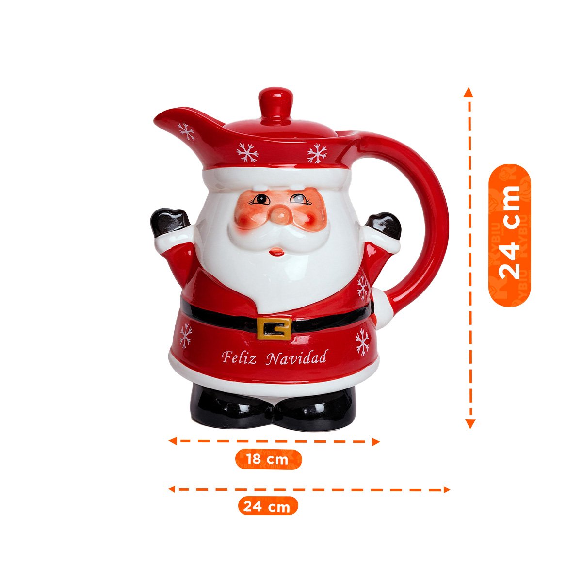 PACK4 JARRA DE HOGAR CON TAPA DE PAPA NOEL ALZANDO LAS MANOS 3LT COPITOS DE NIEVE ROJO 22X18CM - 3