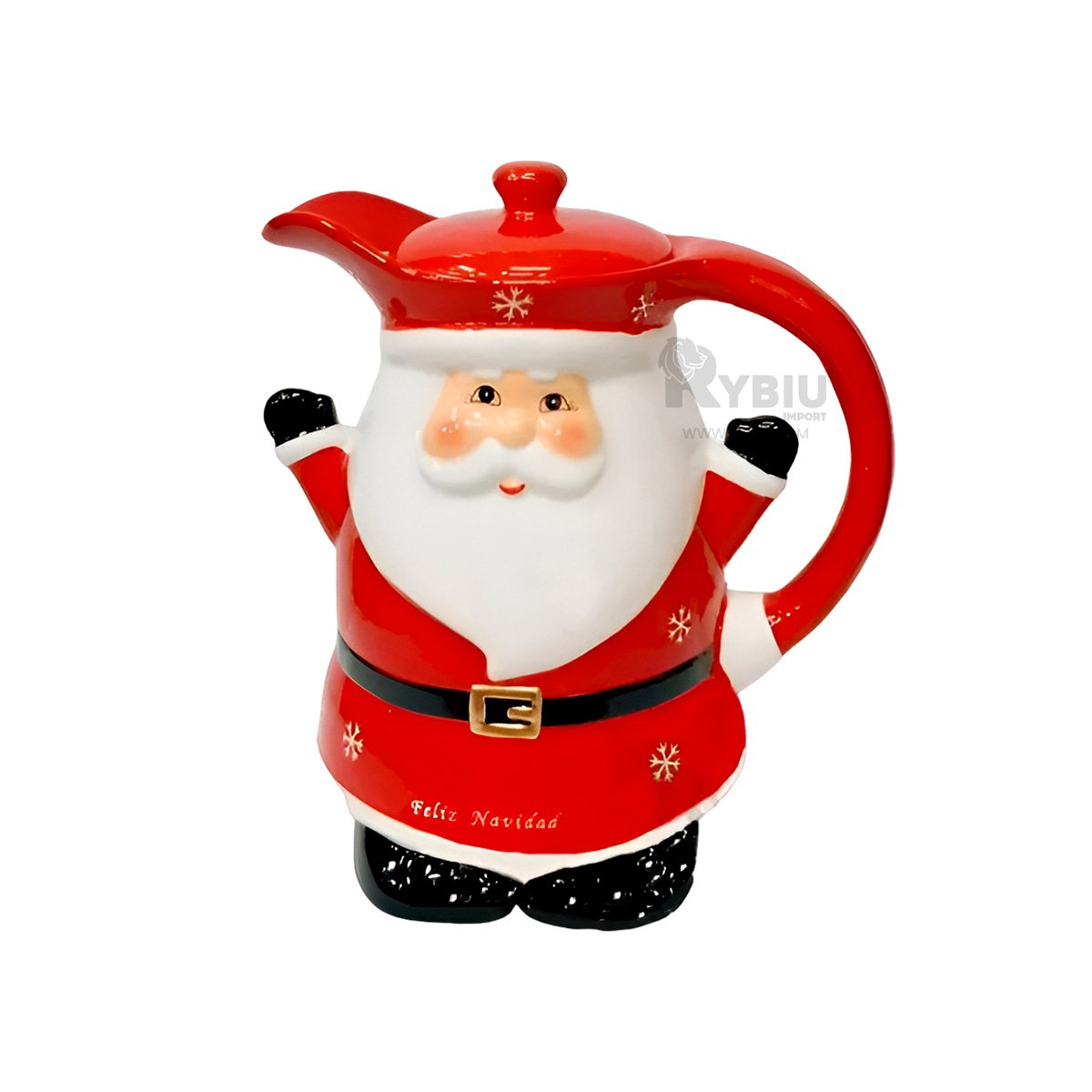 PACK4 JARRA DE HOGAR CON TAPA DE PAPA NOEL ALZANDO LAS MANOS 3LT COPITOS DE NIEVE ROJO 22X18CM - 5