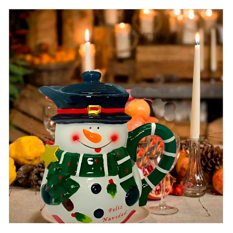 PACK2 JARRA DECORATIVA MUÑECO DE NIEVE CON BUFANDA VERDE 3LT PARA HOGAR Y COCINA NAVIDEÑA - 5