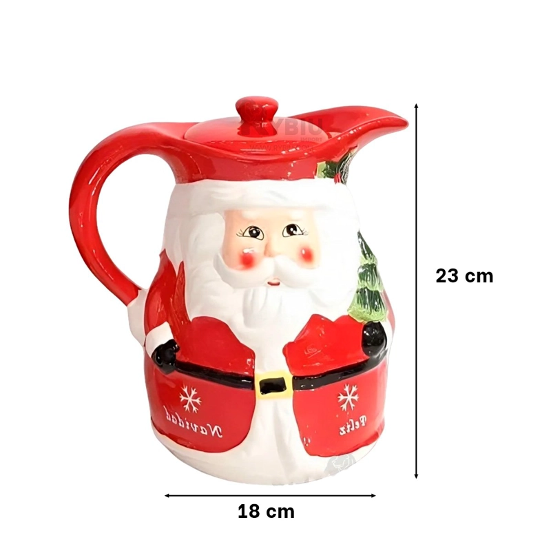PACK4 JARRA DE CERÁMICA PAPA NOEL CON ARBOLITO 3LT PARA HOGAR Y COCINA Y+REGALO STICKER - 4