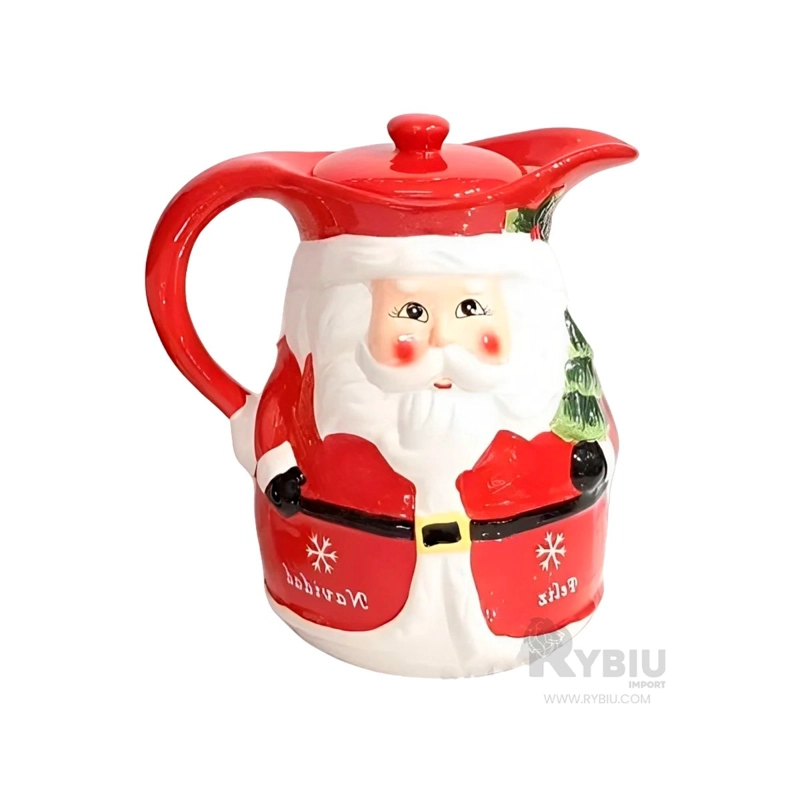 PACK4 JARRA DE CERÁMICA PAPA NOEL CON ARBOLITO 3LT PARA HOGAR Y COCINA Y+REGALO STICKER - 5