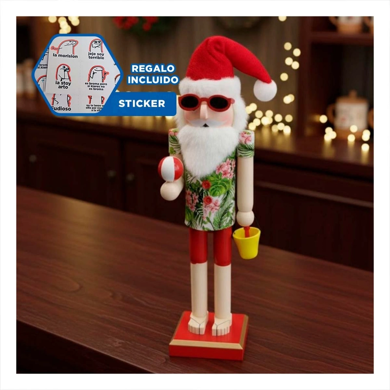MUÑECO CASCANUEZ PLAYERO PARA AMBIENTES NAVIDEÑOS ROJO Y VERDE 38 CM Y ...