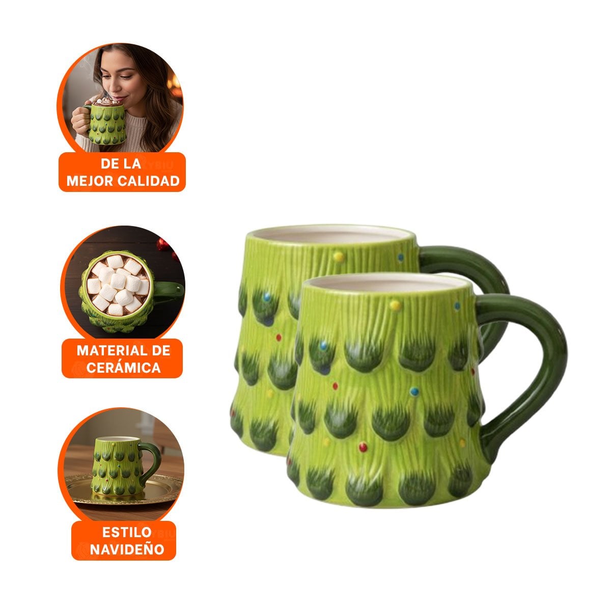 COPA ARBOL PINO CAPACIDAD 400ML COLOR VERDE PARA BEBIDA FESTIVA Y MESA DECORATIVA - 3