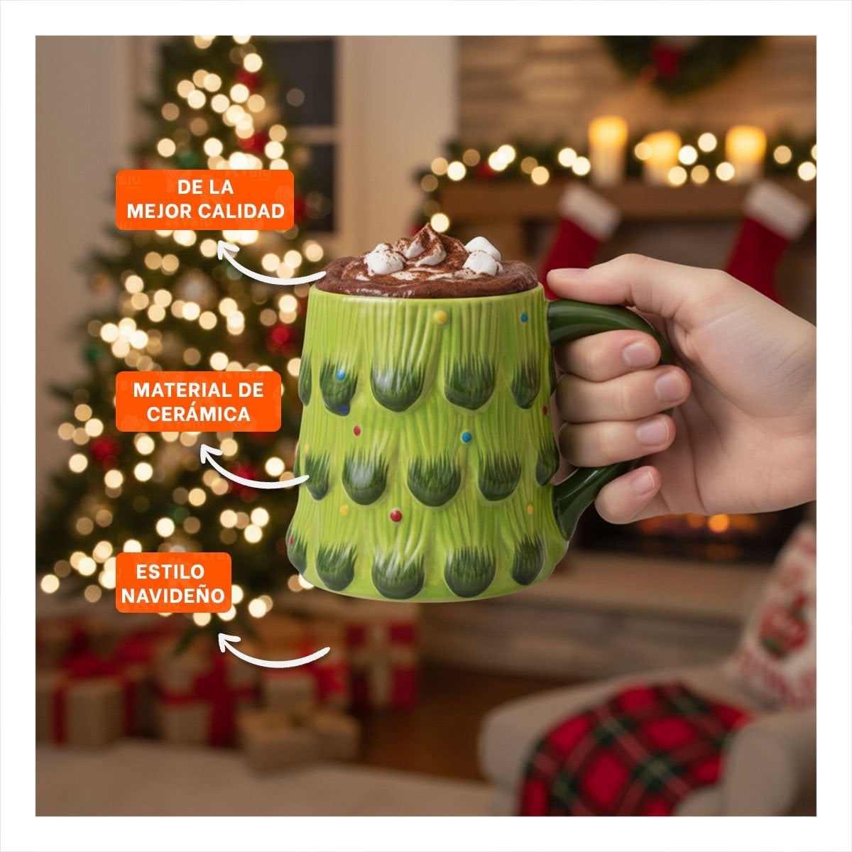 PACK2 RECIPIENTE PINO ARBOL COLOR VERDE CAPACIDAD 400ML NAVIDEÑO PARA BEBIDA HOGAR - 5