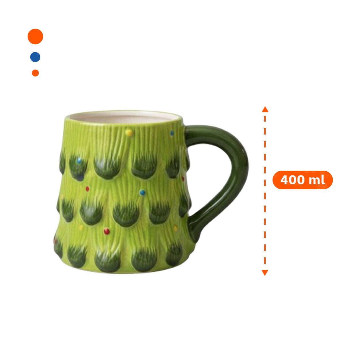 TAZA PINO ARBOL CAPACIDAD 400ML COLOR VERDE PARA BEBIDA INVIERNO Y COCINA YREGALO STICKER - 4