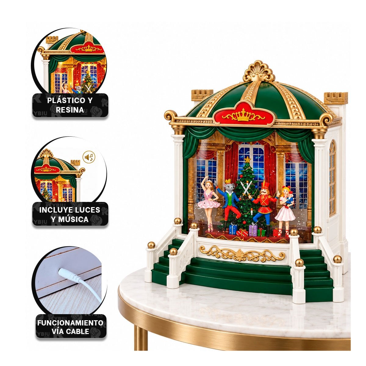 DIORAMA TEATRO BALLET CON CASCANUEZ ESCENARIO VERDE 21,5X24CM PARA NAVIDAD - 4