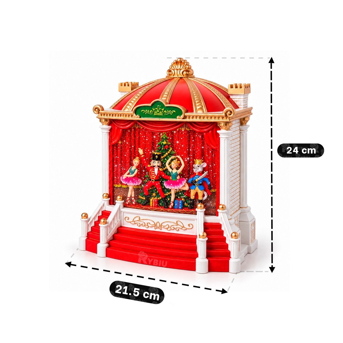 PACK2 DIORAMA ESCENARIO CON BALLET TEATRO CASCANUEZ ROJO 21,5X24CM PARA NAVIDAD YPAPEL REGALO - 4