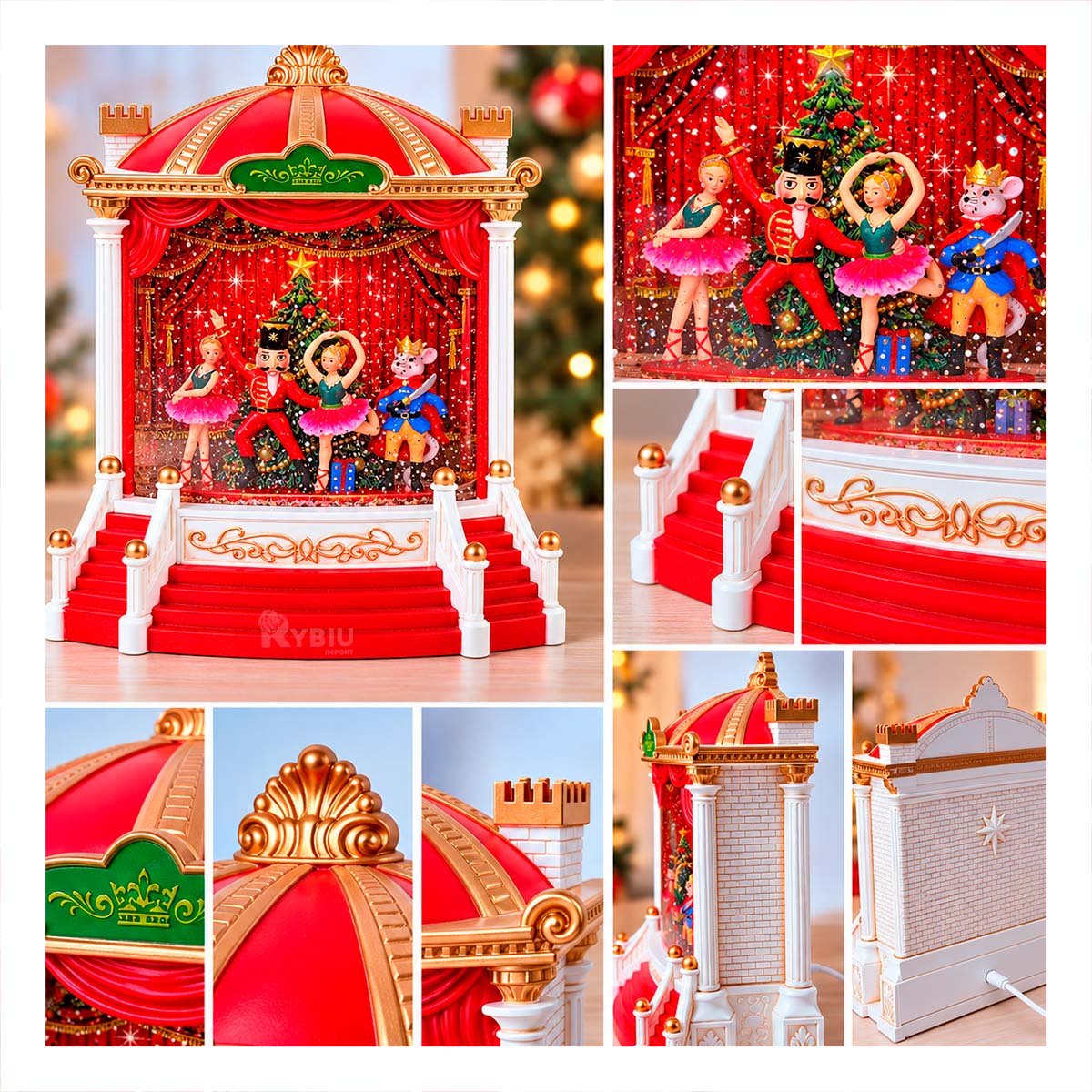 DIORAMA TEATRO BALLET CON CASCANUEZ ESCENARIO ROJO 21,5X24CM PARA NAVIDAD - 3