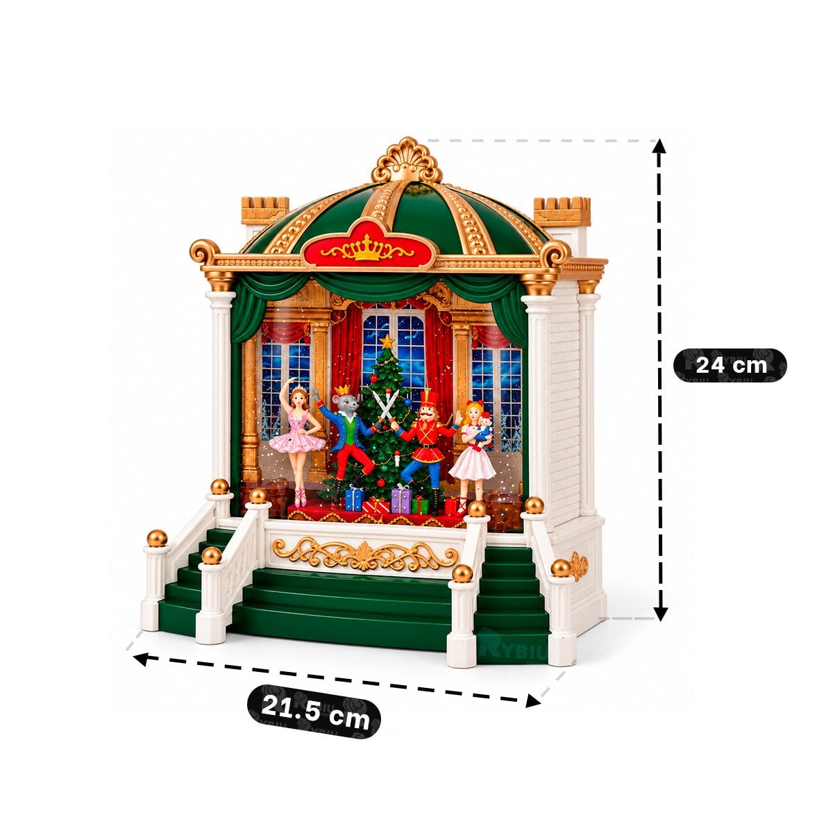 DECORACION TEATRO BALLET CON CASCANUEZ ESCENARIO VERDE 21,5X24CM PARA FIESTA YLIGAS REGALO - 3