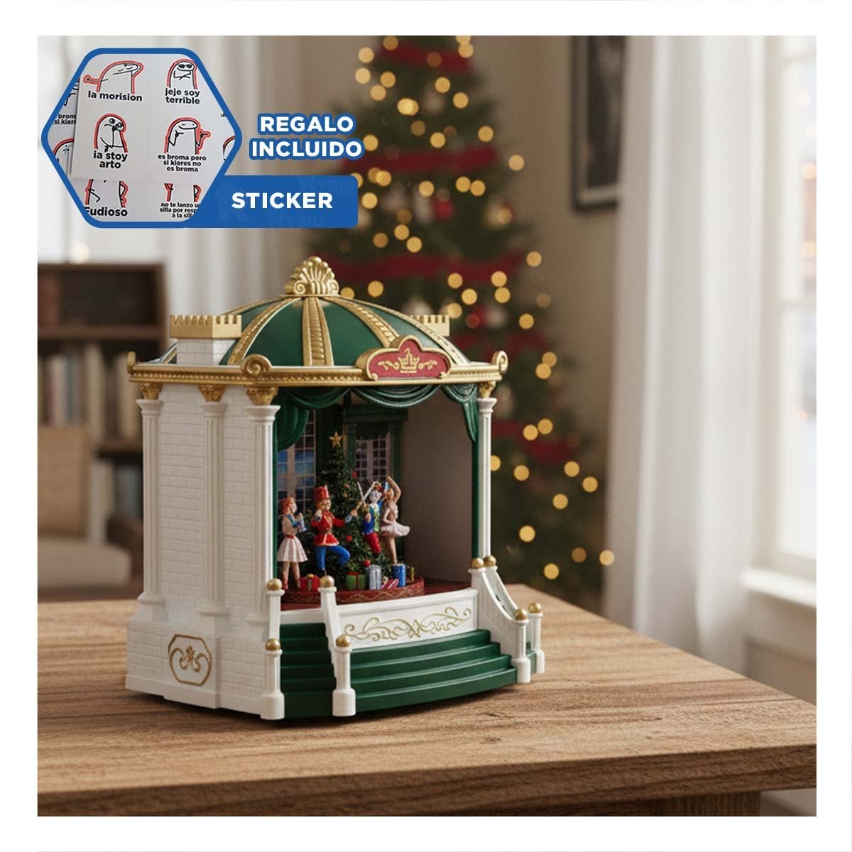 PACK2 MAQUETA TEATRO CON ESCENARIO BALLET CASCANUEZ VERDE 21,5X24CM DECORACION YREGALO STICKER - 5