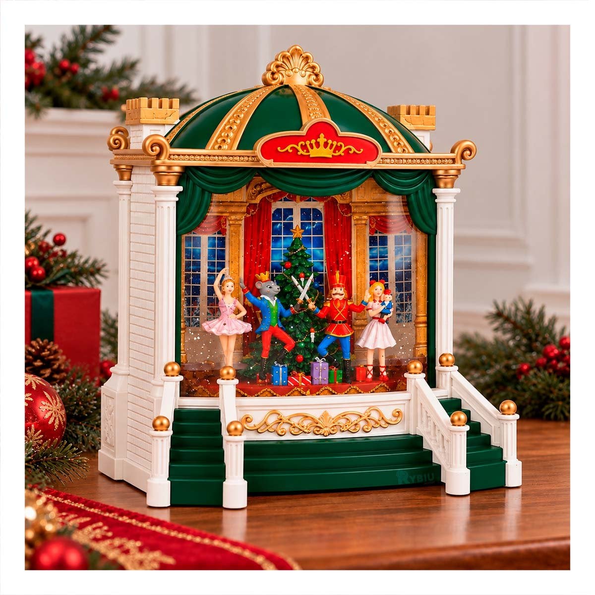 PACK2 DIORAMA ESCENARIO CON BALLET TEATRO CASCANUEZ VERDE 21,5X24CM PARA NAVIDAD YPAPEL REGALO - 2
