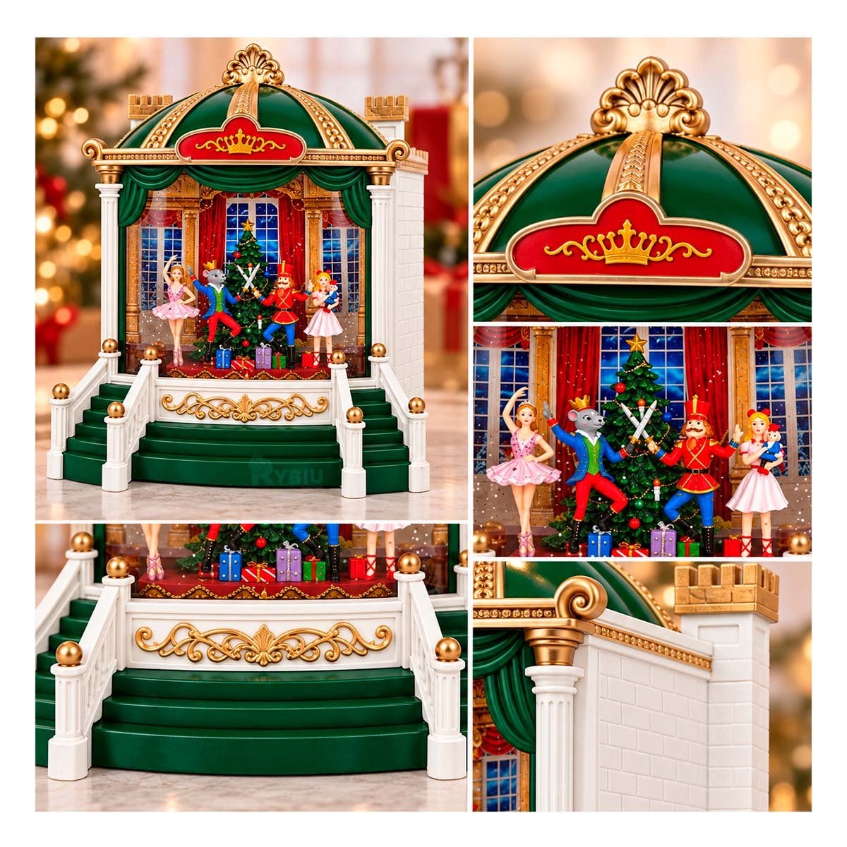 PACK2 DIORAMA ESCENARIO CON BALLET TEATRO CASCANUEZ VERDE 21,5X24CM PARA NAVIDAD YPAPEL REGALO - 3