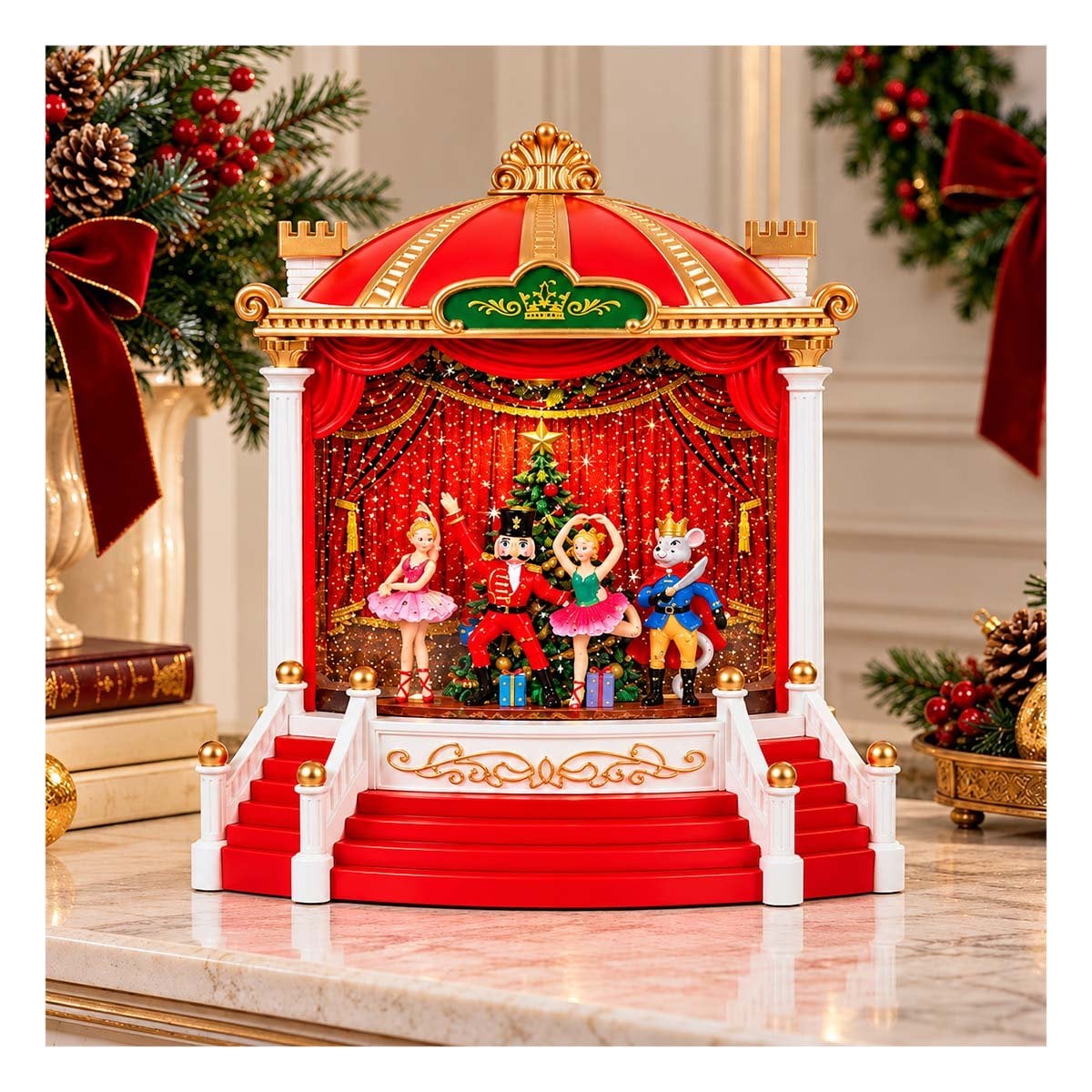 ESCENA ESCENARIO BALLET TEATRO CON CASCANUEZ ROJO 21,5X24CM PARA NAVIDAD YREGALO STICKER - 1