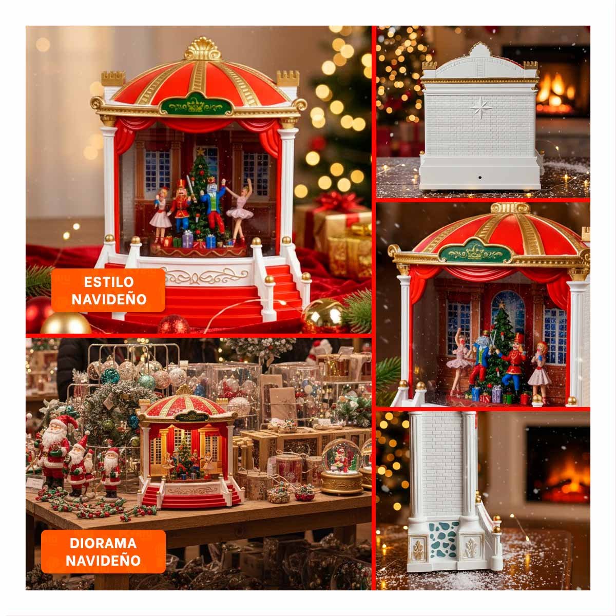 MAQUETA TEATRO BALLET ESCENARIO CON CASCANUEZ ROJO 21,5X24CM PARA DECORACION YPAPEL REGALO - 5