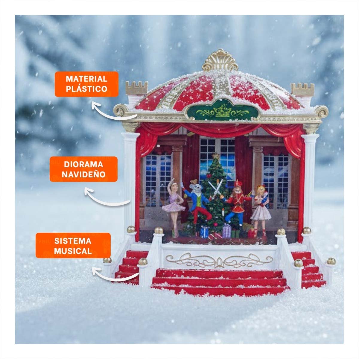 PACK2 MINIATURA TEATRO BALLET CON ESCENARIO CASCANUEZ ROJO 21,5X24CM PARA CELEBRACION - 5