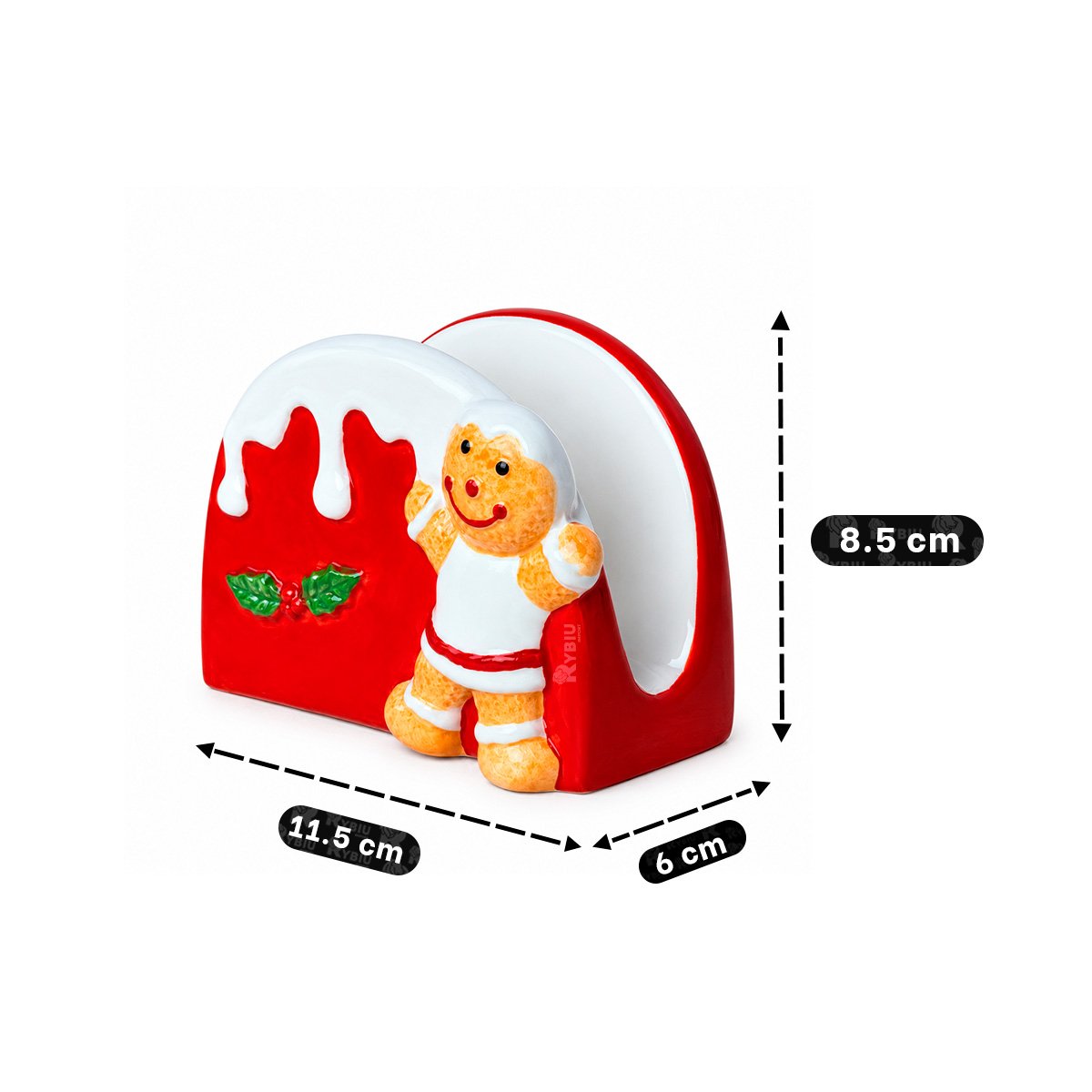 DISPENSADOR DE SERVILLETAS BLANCO Y ROJO CON JENGIBRE Y NIEVE DERRETIDA NAVIDAD YLIGAS REGALO - 3