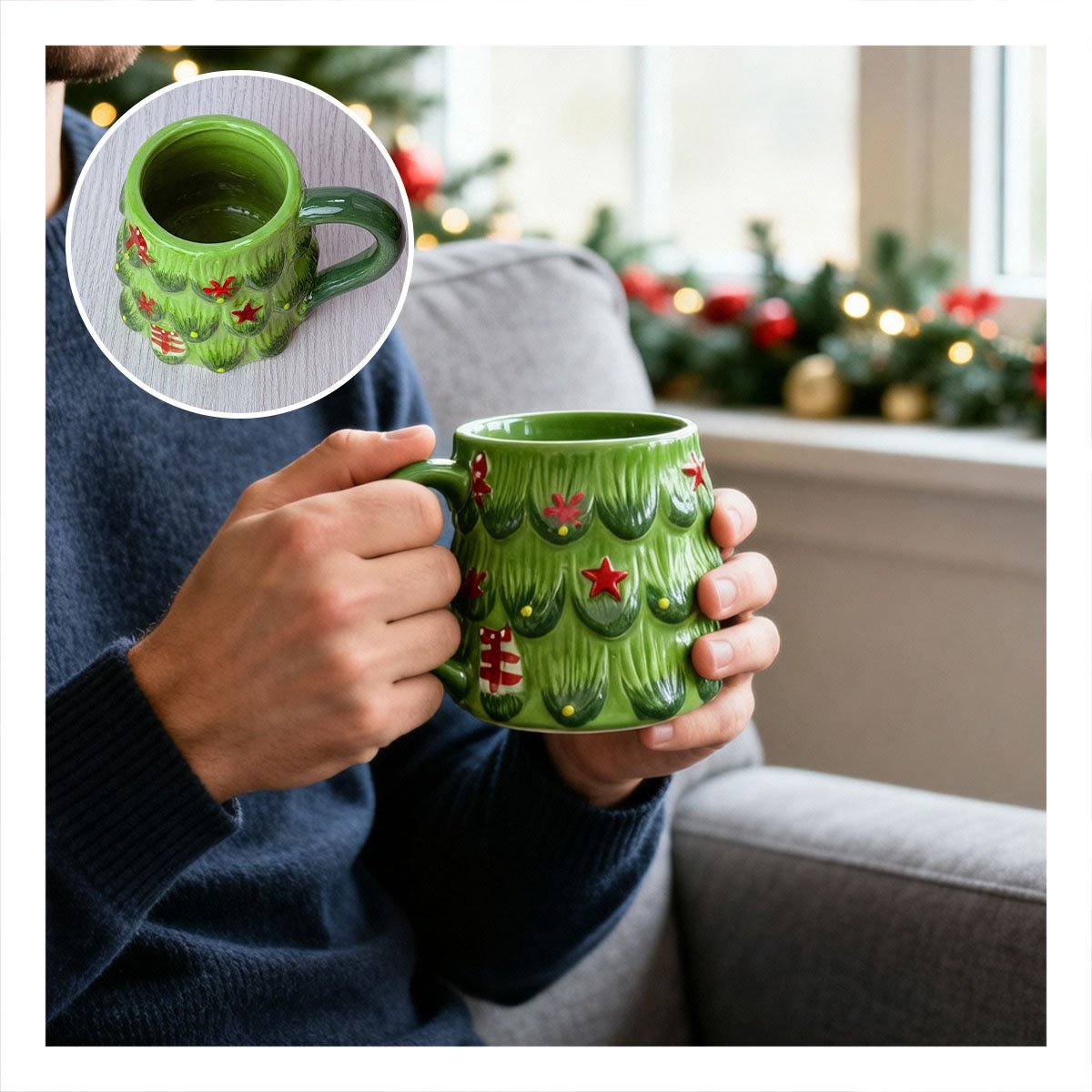 COPA VERDE FORMA ARBOL PINO 300ML FESTIVO PARA MESA NAVIDEÑA YPAPEL REGALO - 1