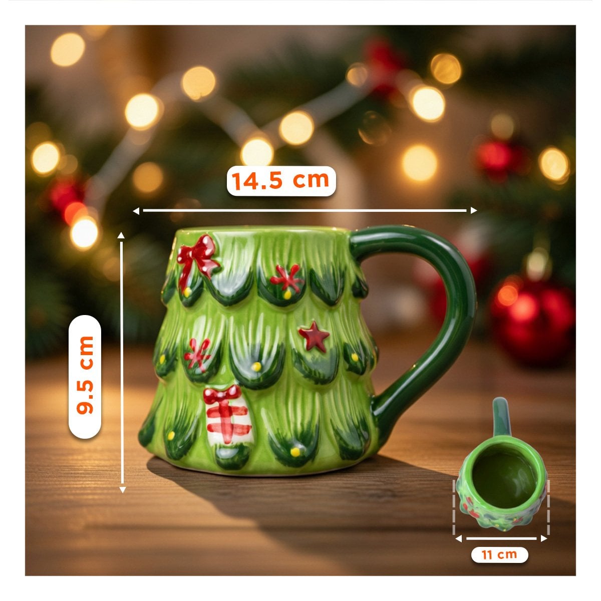 PACK4 MUG 300ML ARBOL PINO VERDE FESTIVO PARA CHOCOLATE CALIENTE YPAPEL REGALO - 4