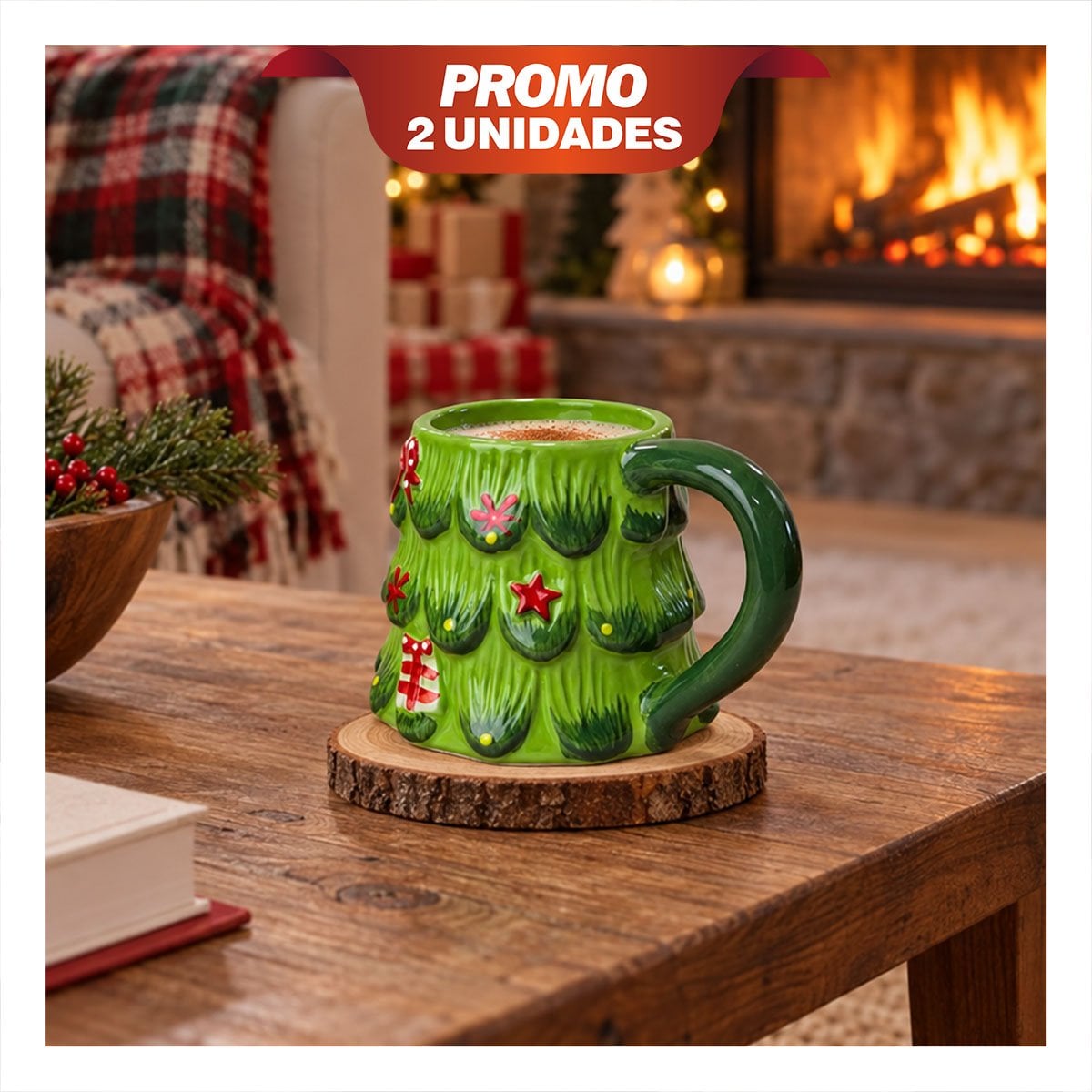 PACK2 RECIPIENTE FORMA ARBOL PINO VERDE 300ML FESTIVO PARA COCINA NAVIDEÑA YREGALO STICKER - 1