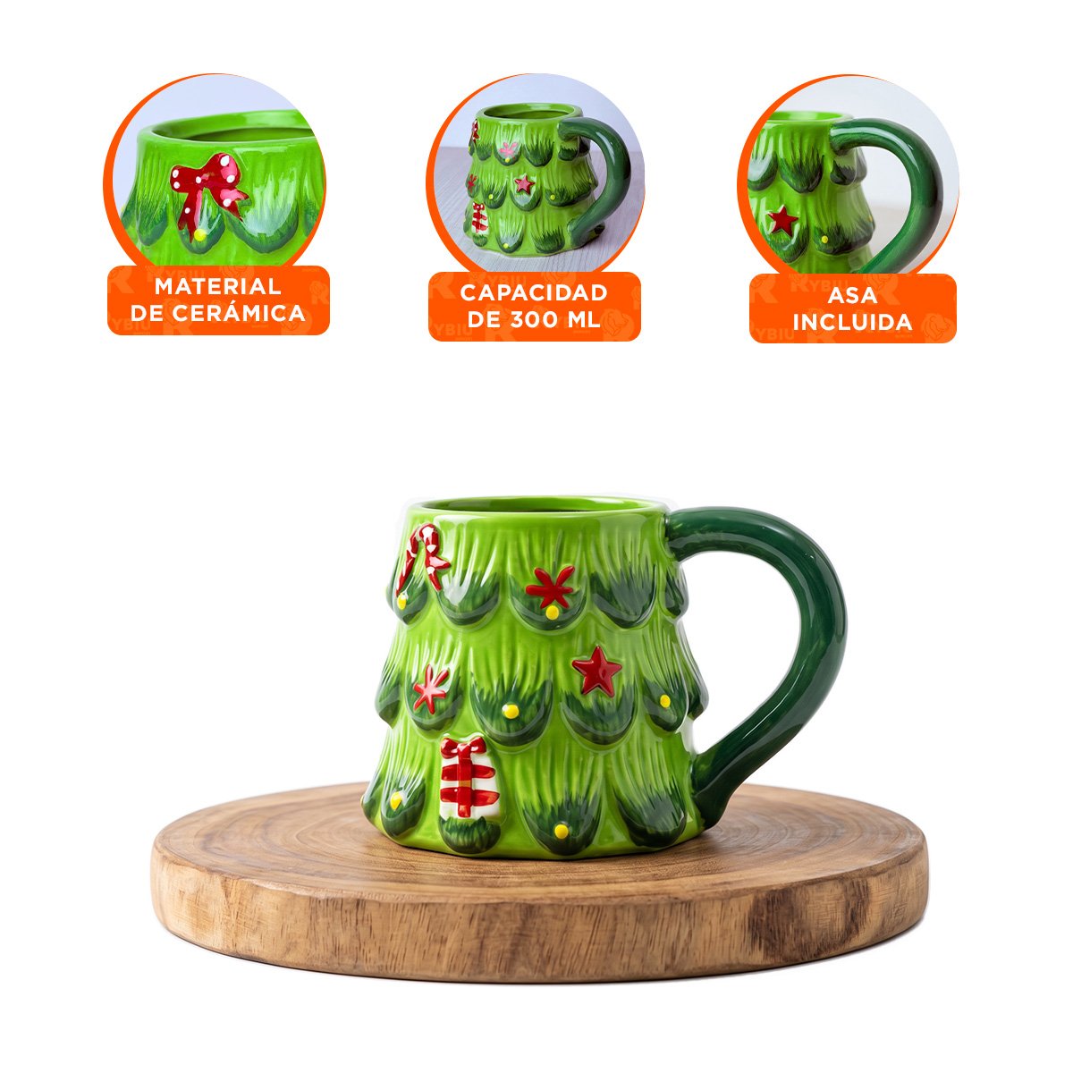 VASO VERDE FORMA ARBOL PINO 300ML NAVIDEÑO PARA BEBIDAS DE INVIERNO - 4