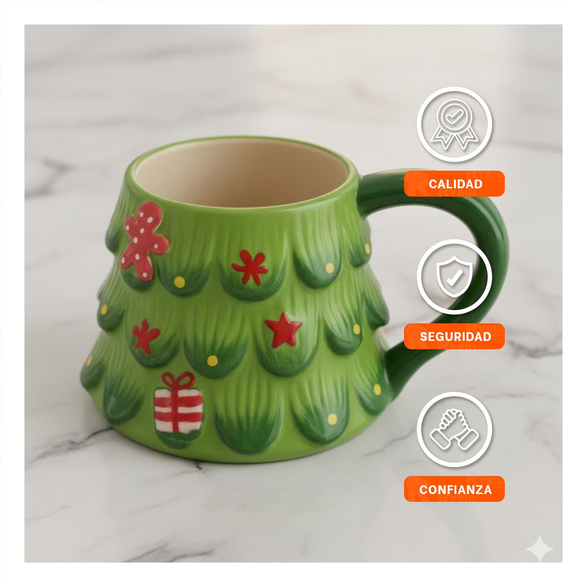PACK4 TAZA 300ML ARBOL PINO VERDE DECORATIVO PARA BEBIDAS CALIENTES - 5