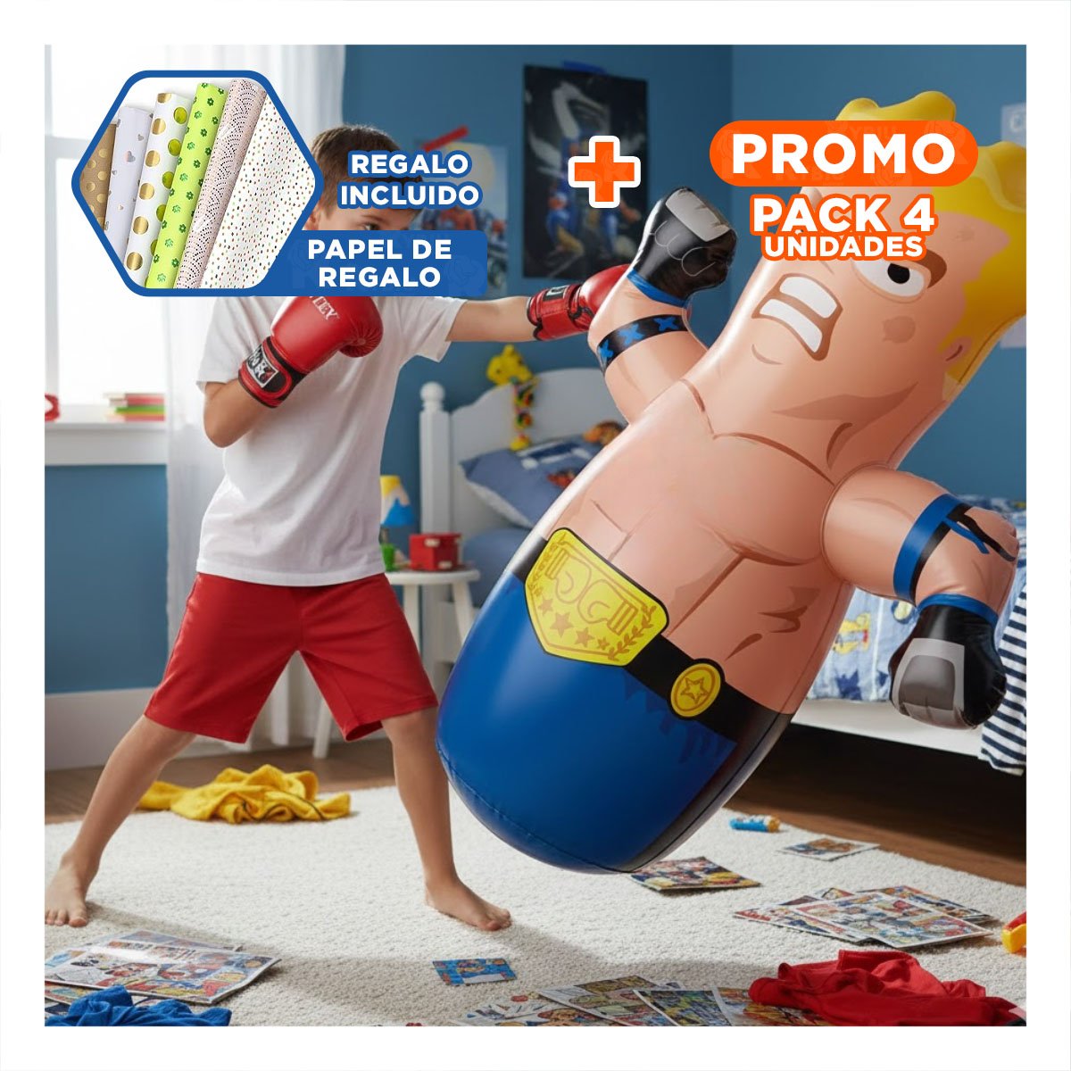 PACK4 ACCESORIO COLOR AZUL DE DECORACION DINAMICA PARA EL DORMITORIO Y+PAPEL REGALO - 1