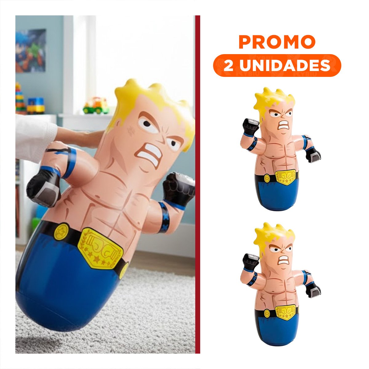 PACK2 INFLABLE COLOR AZUL DE ESTILO DE COMBATE PARA EL GASTO DE ENERGIA DE LOS NIÑOS - 1