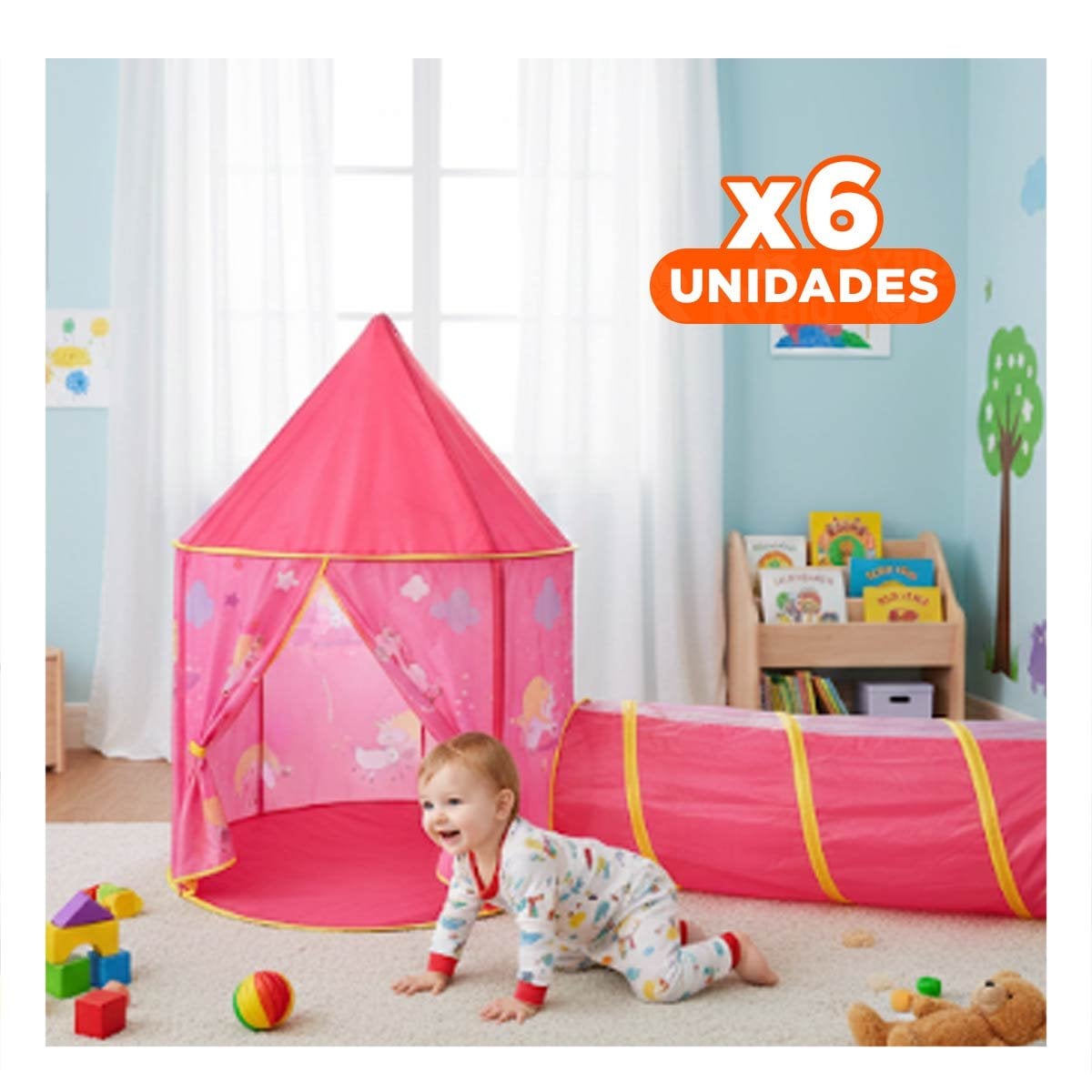 PACK6 COMBO DE 2 PIEZAS DE CARPA INFANTIL ROSADO PARA ACTIVIDADES Y+REGALO STICKER - 1