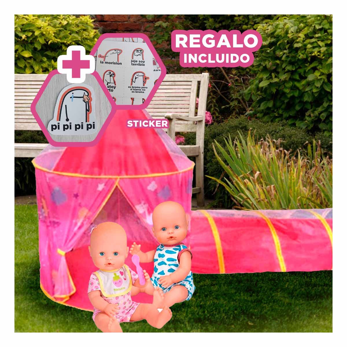PACK6 COMBO DE 2 PIEZAS DE CARPA INFANTIL ROSADO PARA ACTIVIDADES Y+REGALO STICKER - 2