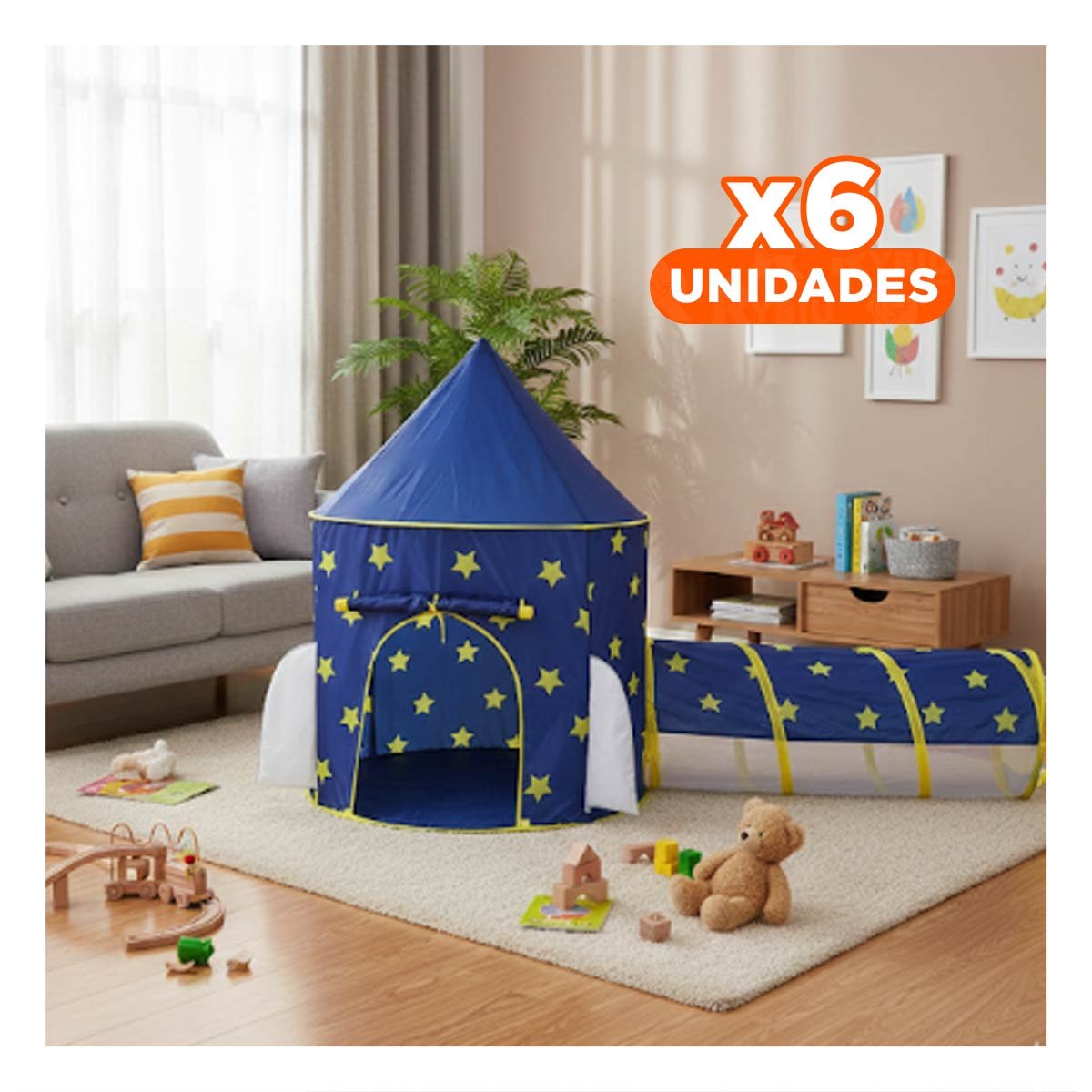 PACK6 COMBO DE 2 PIEZAS DE CARPA INFANTIL AZUL PARA MOMENTOS Y+REGALO STICKER - 1