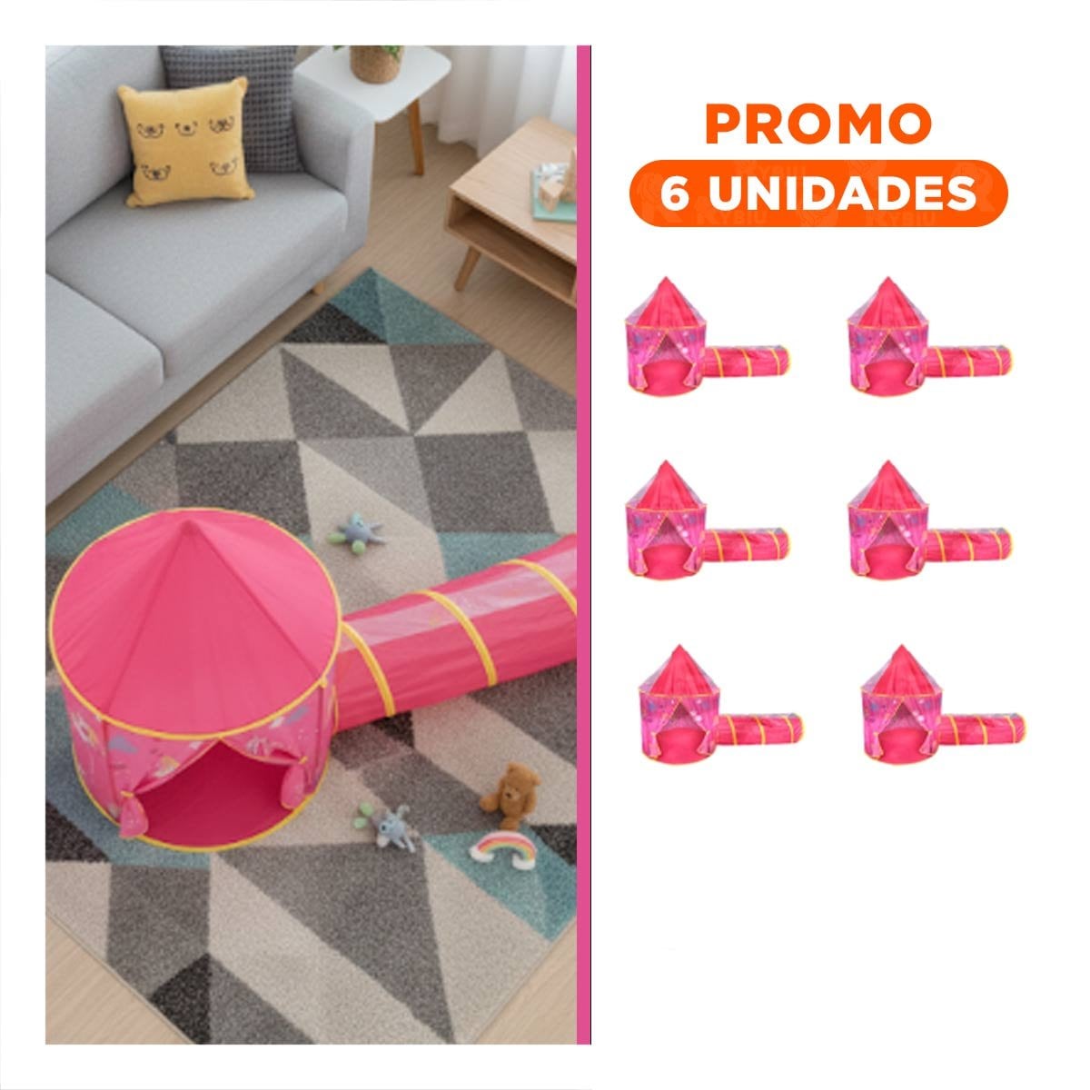 PACK6 SET DE 2 PIEZAS DE CARPA INFANTIL ROSADO PARA JUEGO EN EL HOGAR - 1
