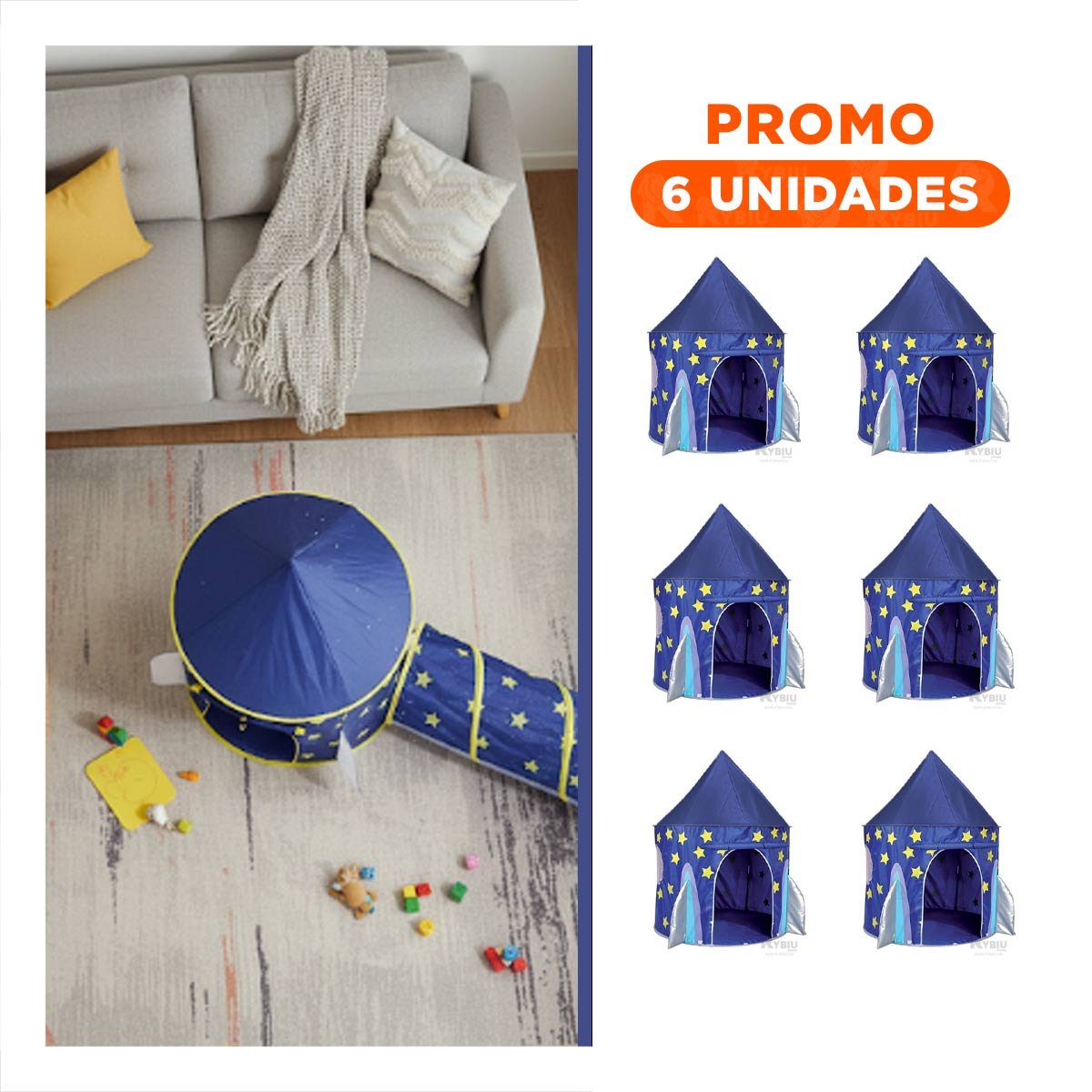 PACK6 JUEGO DE 2 PIEZAS DE CARPA INFANTIL AZUL PARA DIVERSION EN HOGAR - 1